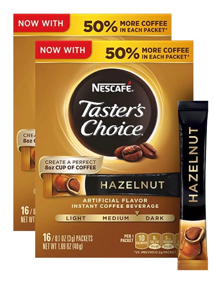 Nescafé Taster’s Choice Hazelnut — 2 cajas de 16 packets
