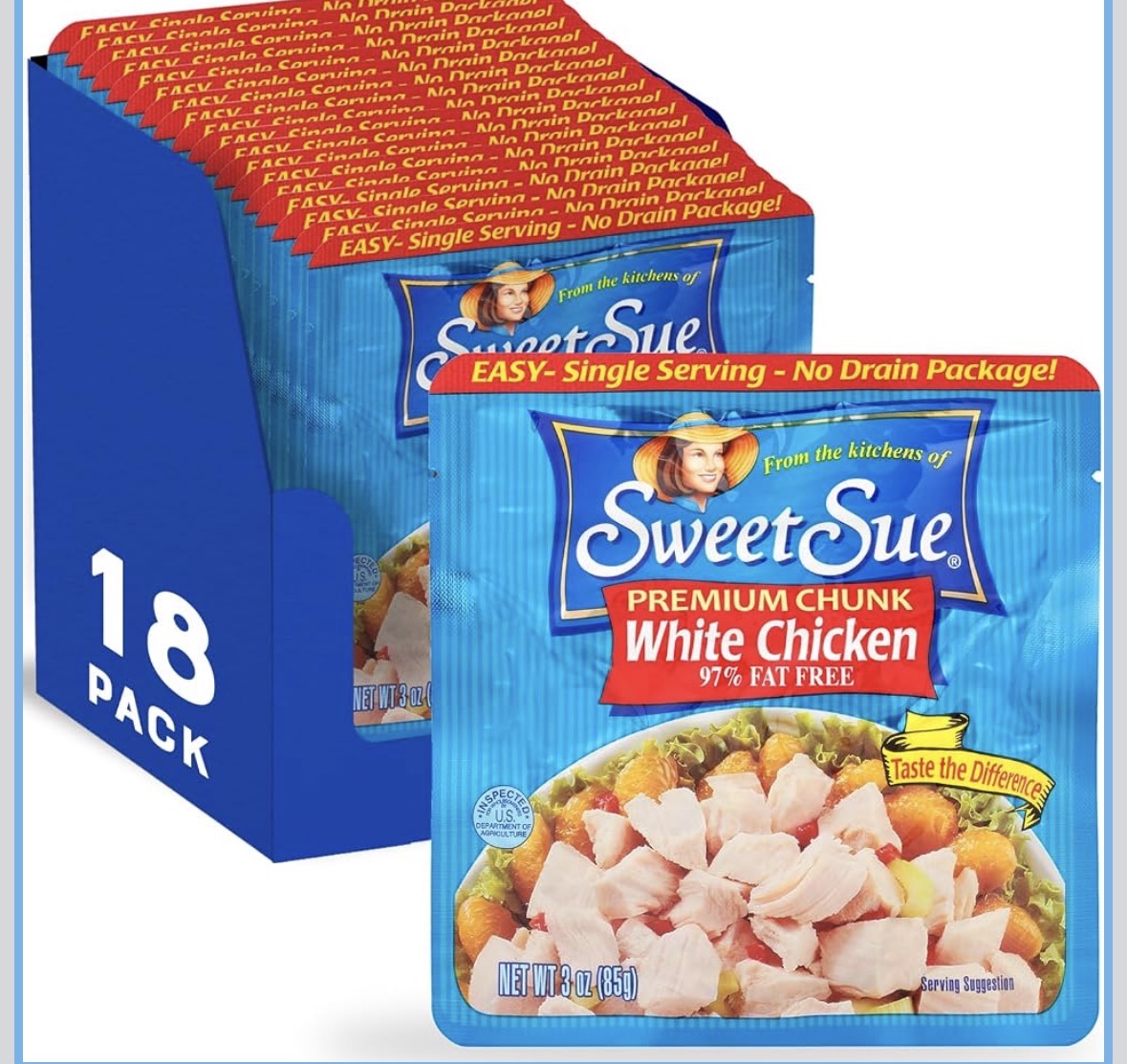 Sweet Sue Premium Chicken Breast — 18 packs de 3 oz